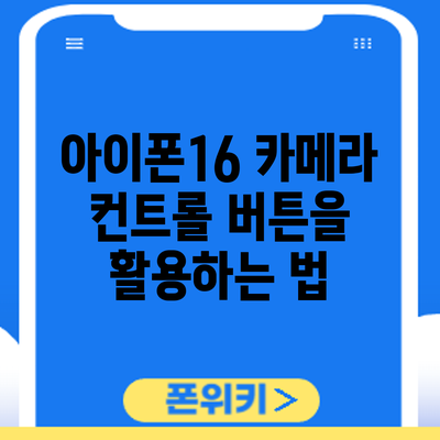 아이폰16 카메라 컨트롤 버튼을 활용하는 법
