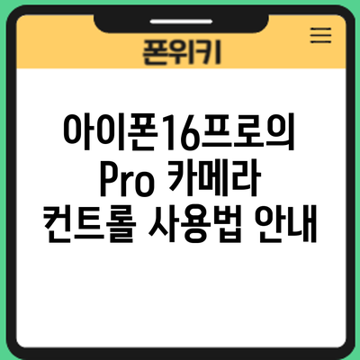 아이폰16프로의 Pro 카메라 컨트롤 사용법 안내