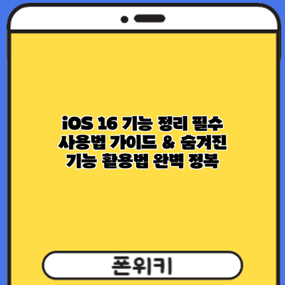 iOS 16 기능 정리: 필수 사용법 가이드 & 숨겨진 기능 활용법 완벽 정복
