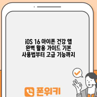 iOS 16 아이폰 건강 앱 완벽 활용 가이드: 기본 사용법부터 고급 기능까지