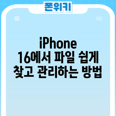 iPhone 16에서 파일 쉽게 찾고 관리하는 방법