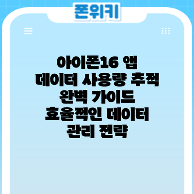 아이폰16 앱 데이터 사용량 추적 완벽 가이드: 효율적인 데이터 관리 전략