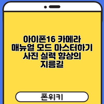 아이폰16 카메라 매뉴얼 모드 마스터하기: 사진 실력 향상의 지름길