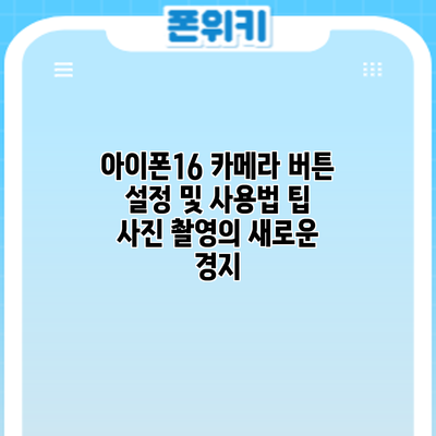 아이폰16 카메라 버튼 설정 및 사용법 팁: 사진 촬영의 새로운 경지