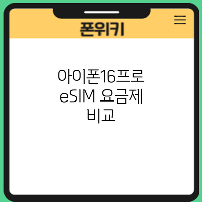 아이폰16프로 eSIM: 요금제 비교