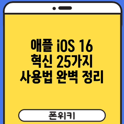 애플 iOS 16 혁신 25가지: 사용법 완벽 정리