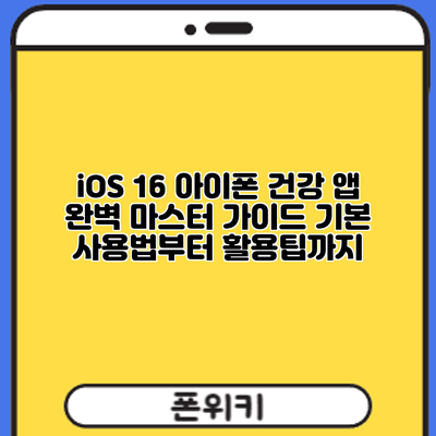 iOS 16 아이폰 건강 앱 완벽 마스터 가이드: 기본 사용법부터 활용팁까지