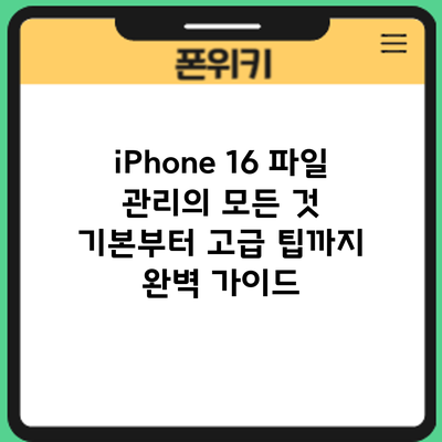 iPhone 16 파일 관리의 모든 것: 기본부터 고급 팁까지 완벽 가이드