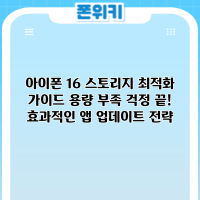 아이폰 16 스토리지 최적화 가이드: 용량 부족 걱정 끝! 효과적인 앱 업데이트 전략