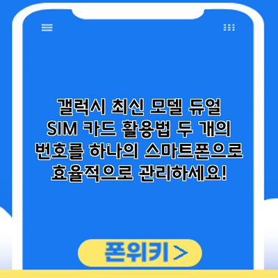 갤럭시 최신 모델 듀얼 SIM 카드 활용법: 두 개의 번호를 하나의 스마트폰으로 효율적으로 관리하세요!