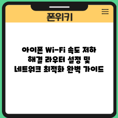 아이폰 Wi-Fi 속도 저하 해결: 라우터 설정 및 네트워크 최적화 완벽 가이드