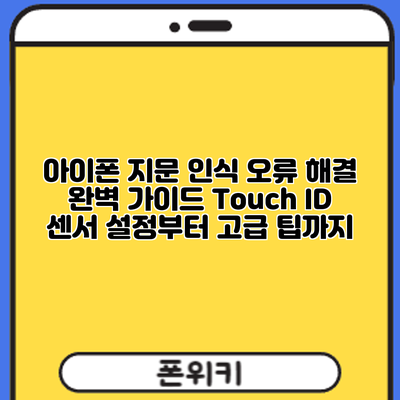 아이폰 지문 인식 오류 해결 완벽 가이드: Touch ID 센서 설정부터 고급 팁까지