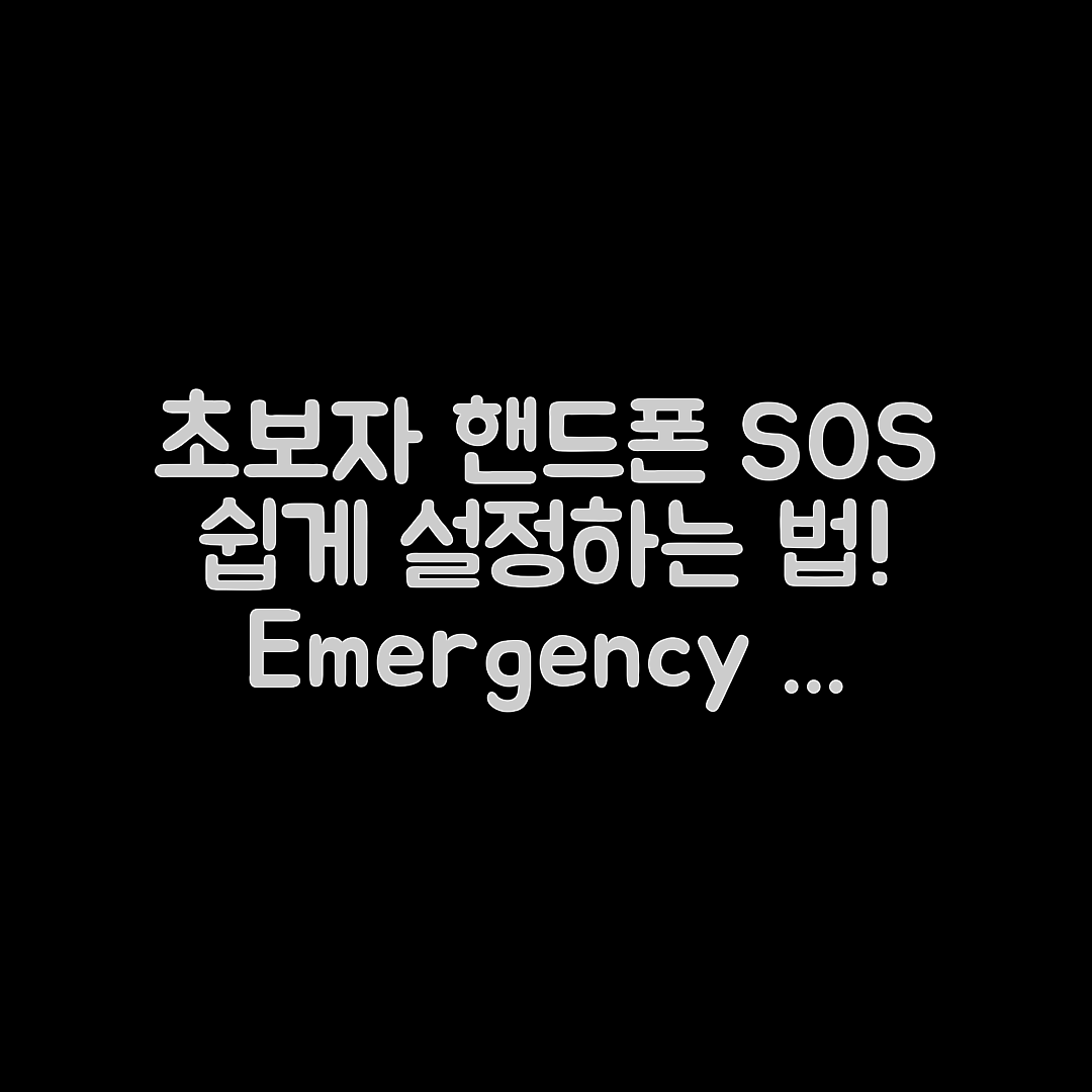 초보자도 쉽게 설정하는 핸드폰 비상 SOS