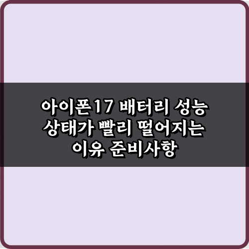 아이폰17 배터리 성능 상태가 빨리 떨어지는 이유, 5가지 총정리