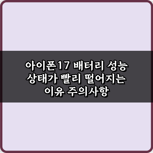 아이폰17 배터리 성능 상태가 빨리 떨어지는 이유, 5가지 총정리