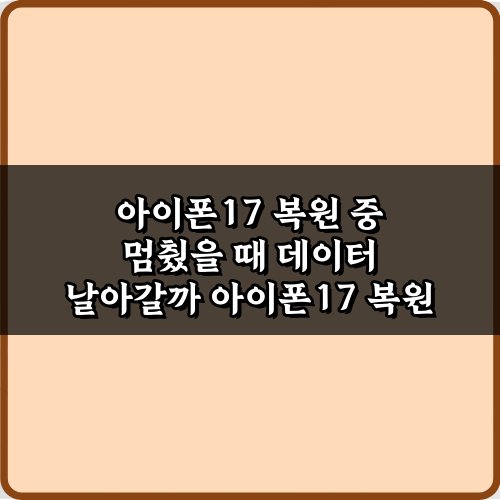 걱정마! 아이폰17 복원 중 멈췄을 때 데이터 날아갈까? 해답 3