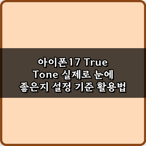 아이폰17 True Tone 실제로 눈에 좋은지 설정 기준, 5가지 완벽 가이드